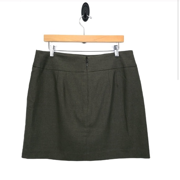 Loft Army Green Mini Skirt Lined Front Pockets 4 - Picture 2 of 7